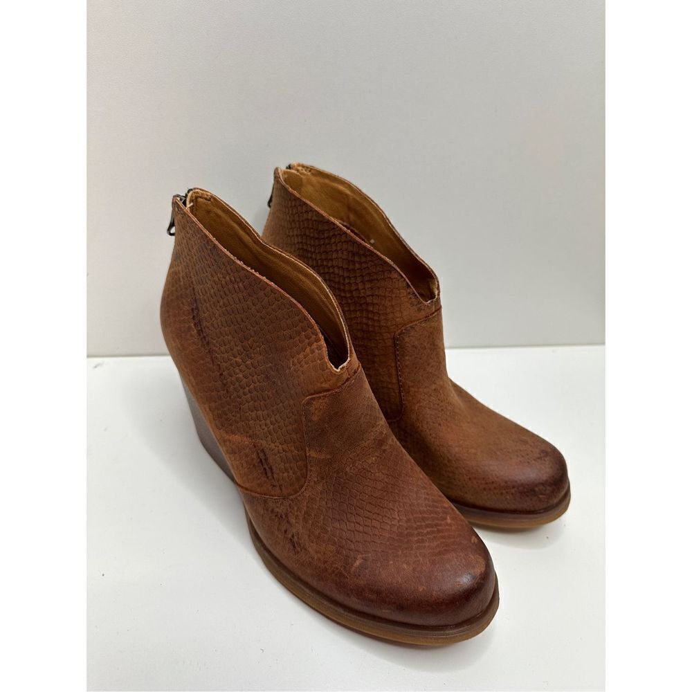 Korks Brown Leather Snake Gemini Chunky Ankle‎ Booties Size 9.5 New - Picture 5 of 12